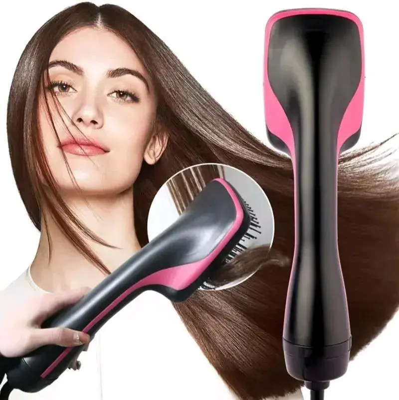 2 in 1 Hair Dryer Brush & Straightener Brush, Hair Dryer and Styler, Negative Ion Blow Dryer Brush, Hot Air Brush Detangles, Dries, Smooths, Reduce Frizz & Static