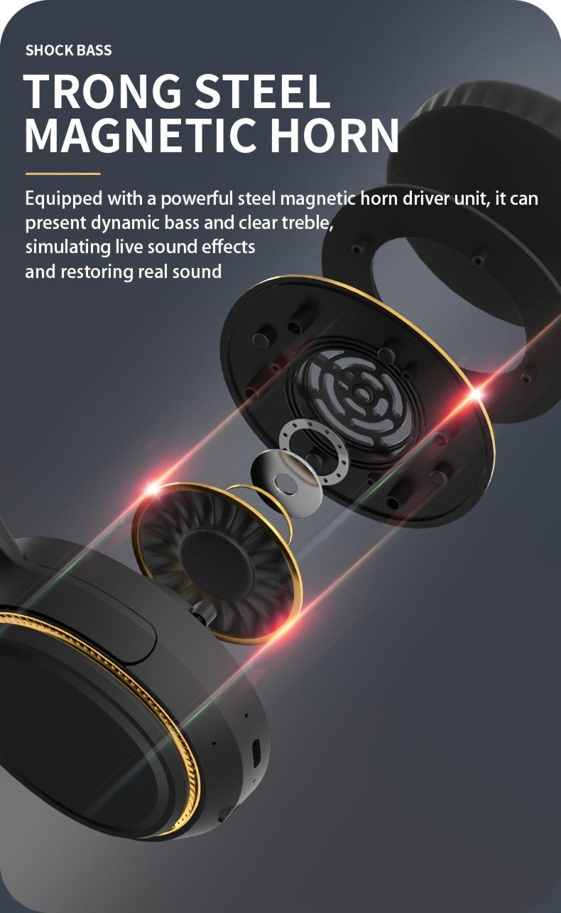 YANUAIA Bluetooth of headphones RGB Wireless Headsets With LED Lights,HiFi Bass Headsets,Mobile And Portable Outdoor Sports Headsets,Wireless Transmission,Multi-Function Headsets Support FM Radio,TF Card Playback,USB Flash Drive Reading, Gifts