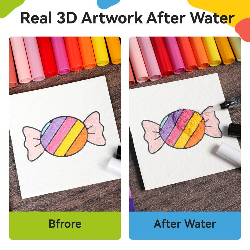 24-Color Acrylic Creative Markers with Brush Tip, Direct Ink Roller System, Layerable, No Bleed, Bold Marks on Light & Dark Surfaces for Drawing, Gifting & Teaching