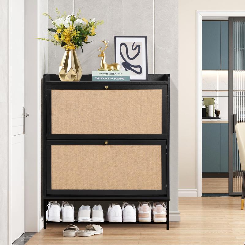 Giratree Shoe Cabinet, Shoe Cabinet Freestanding Tipping Bucket Shoe Rack Organizer with 2 3 4 Flip Drawers, Modern Entryway Narrow Shoe Rack for Entryway, Hallway, Bedroom