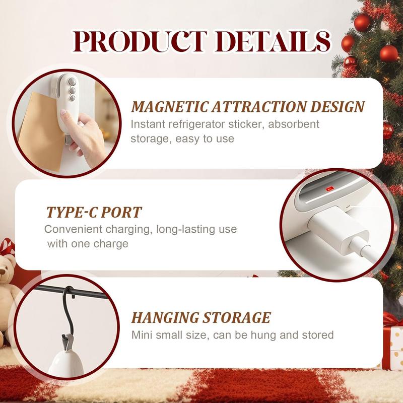 2Pcs Mini Bag Sealer with Cutter and Magnet, Handheld 2 in 1 Rechargeable Food Bag Sealer,Mini Bag Sealer Magnetic,Chip Heat Sealer for Plastic Bag Snack Bag Food Storage(White+Blue)