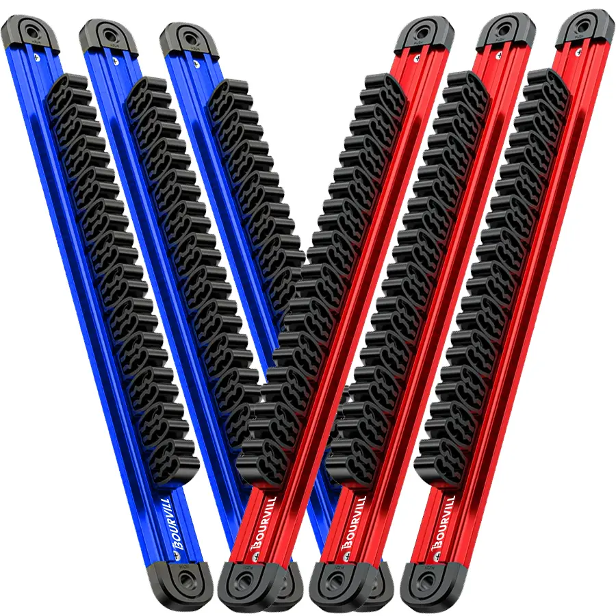 6-Piece Magnetic Screwdriver Organizer and Wrench Organizer, 14-Slot Screwdriver and Wrench Holder, Magnetic Aluminum Rail Tool Organizer for Tool Box Drawer Wall-Mount Storage(Tools not Included)