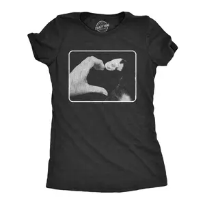Womens Hand Paw Heart T Shirt Funny Cute Kitten Feline Lovers Tee for Ladies Funny Womens T Shirts Cute Vintage Fashion Casual Ladies T-Shirt Gift Funny Cat Top Women's Novelty Tees Black -