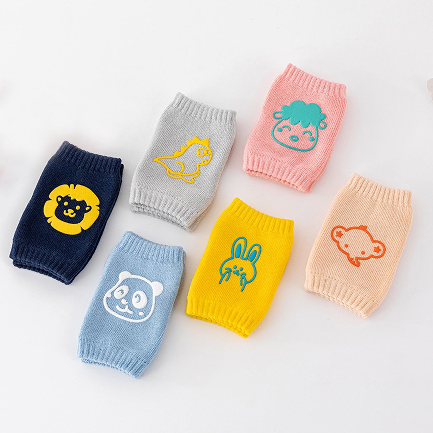 6 pairs of baby crawling non-slip knee pads for boys and girls cartoon elastic toddler solid color knee pads four seasons warm accessories baby gifts baby knee pad baby  knee  pads