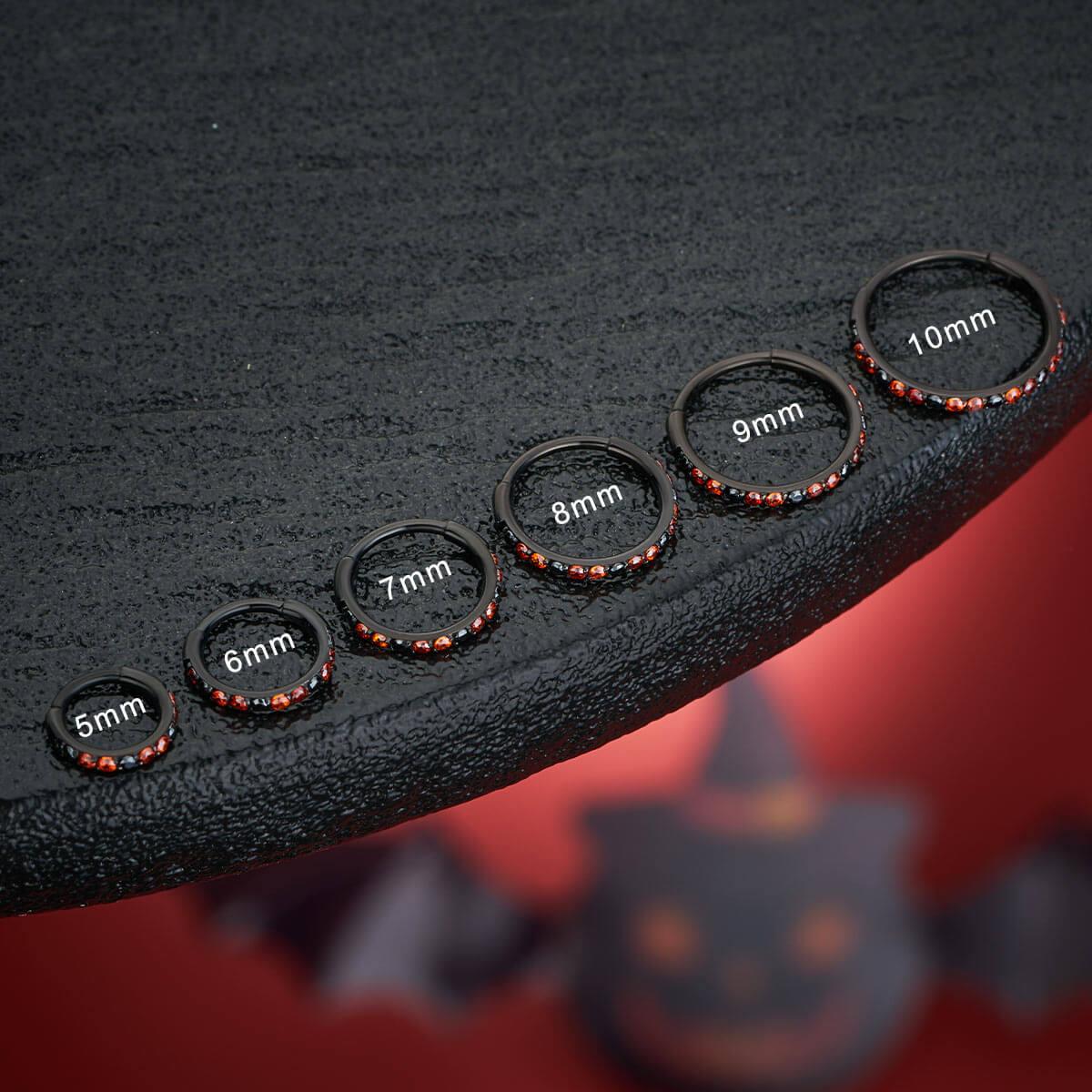 Oufer Halloween CZ Hinged Nose Hoop Ring for Body Jewelry 20G Stainless Steel 5mm-12mm Inner Diameter Black Purple Pink Green Blue Trick or Treat Collection Christmas Theme