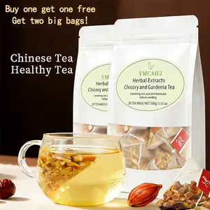 Chicory and Gardenia Herbal Tea Bags - Buy one get one free, 40 bags total. Contains chrysanthemum, honeysuckle, and orange peel, a healthy daily drink suitable for vegetarians, offering cooling and nourishing benefits. Organic herbs.