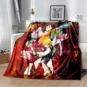 Aura Blankets Thicken Blanket Anime The Seven Deadly Sins Printed Flannel Blankets for Beds Sofas Warm Bed Sheet Soft Blanket  Superb Christmas blanket gift