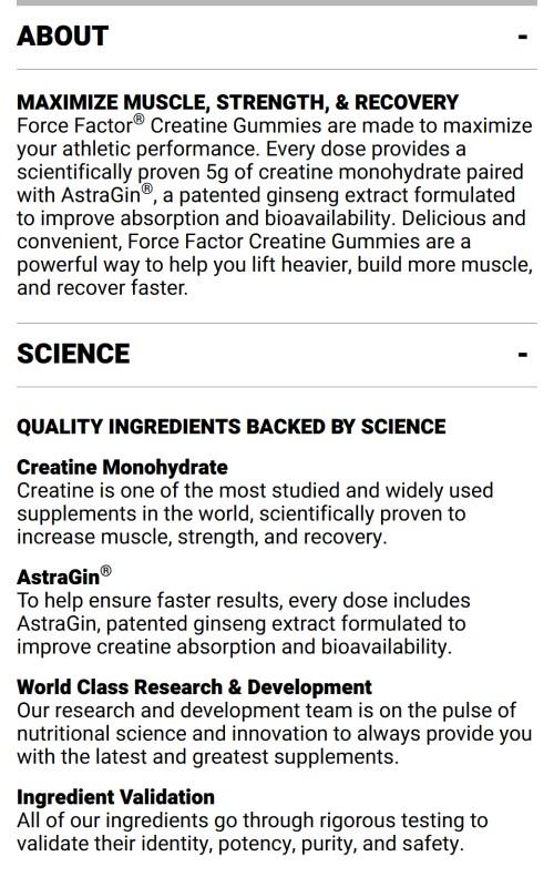 Force Factor Creatine Gummies, Creatine Monohydrate for Muscle Gain, More Strength, and Faster Recovery, Clinically Studied Creatine 5g Dose, Mixed Berry, 30 Servings