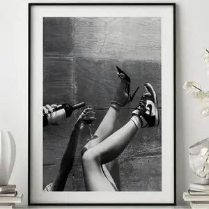 Woman Drinking Wine Elegant Urban POSTER, Alcohol Wall Art, Bar Cart Decor, Teen Girl Outside Art, Printable Feminist Poster, Wall Art Print