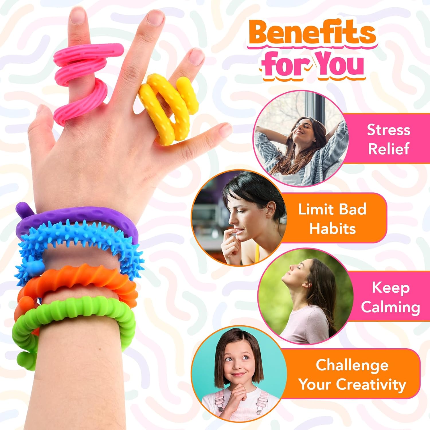 6PCS Sensory Sticks for Kids, LESONG Textured & Smooth Flexible Fidget Toys for Classroom, Travel & Tactile Play, Teacher Stuff, Sensory Room Supplies
