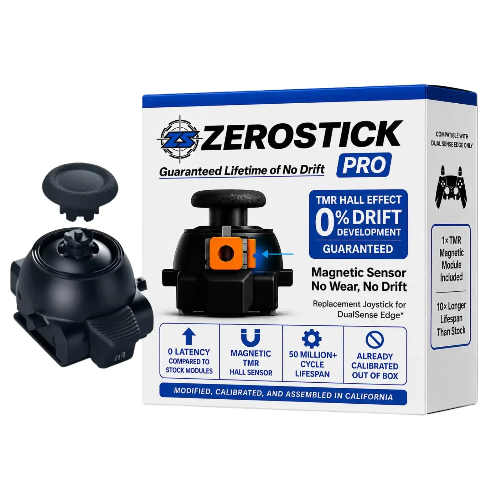 ZeroStick Pro Custom TMR Hall Effect Magnetic Stick Controller Module, Drift-Free 5–10× Longer Life Replacement for PS5 DualSense Edge, High-Precision Gamer Stuff Console Accessory (1x), Gaming Accessories