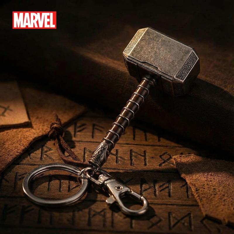 Marvel Avengers Officially licensed 3D Metal Keychain 1PC - Thor's Hammer, Captain America Shield & Avengers Logo - Zinc Alloy Bag Charm & Collectible Gift