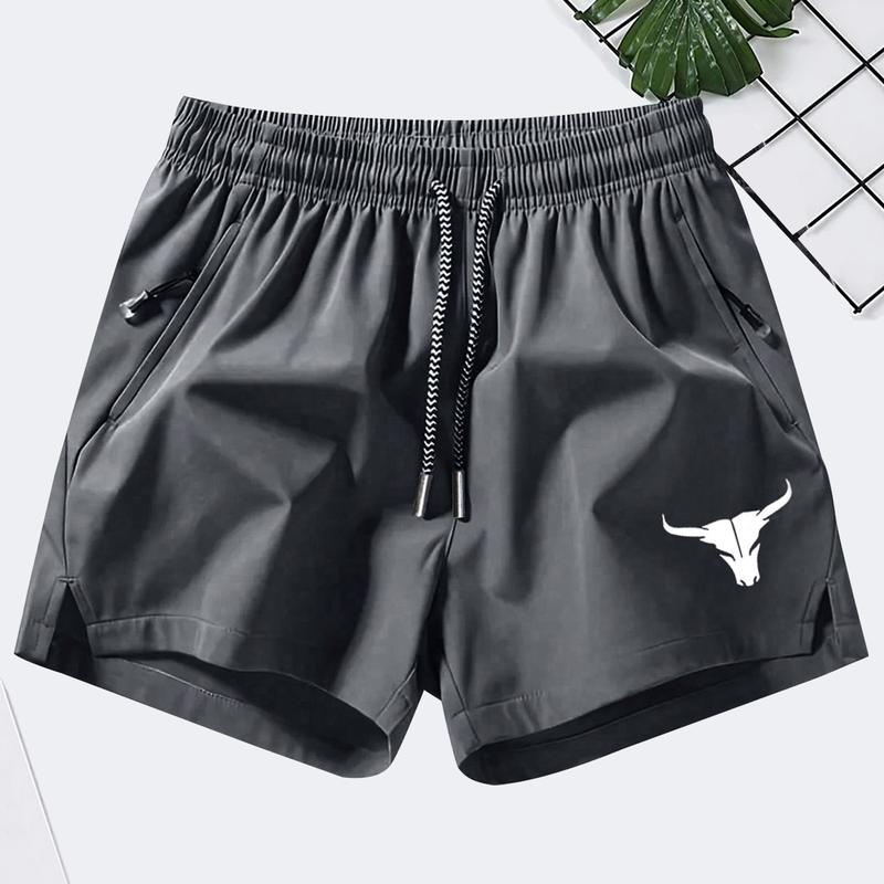 Men's athletic shorts, summer casual quick-dry elastic waistband drawstring shorts with zipper pockets, durable comfort suitable for gym workouts and outdoor leisure activities