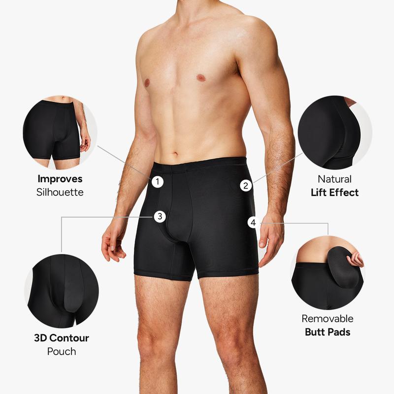 【Nebility】Men’s 3D Butt Lift Enhancing Padded Boxer Briefs with Removable Hip Pads, Seamless Compression Shapewear Underwear, High Elastic Waistband, 4-Way Stretch Breathable Fabric for Tummy Control & Daily Support,Moisture-Wicking,Menswear, Personalized