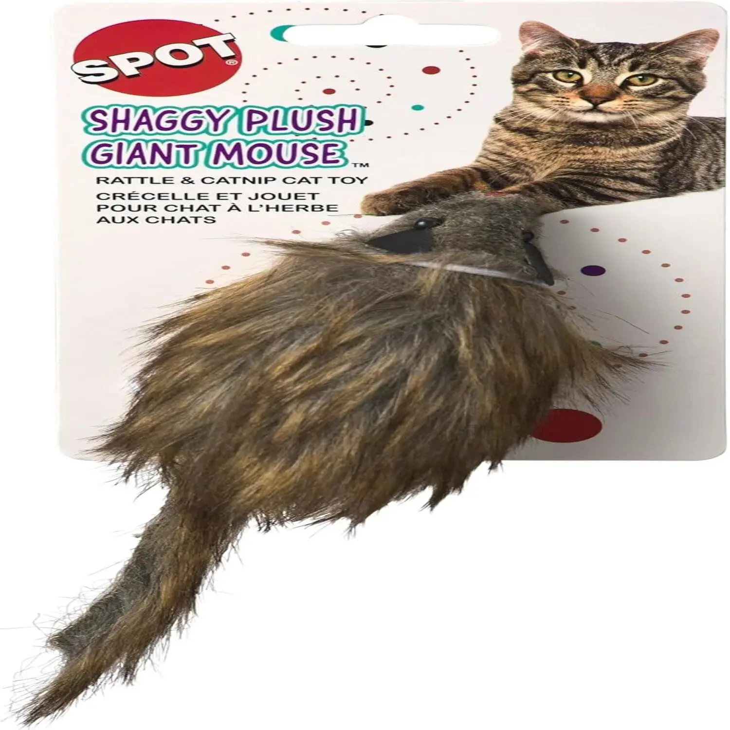 Ethical Giant Plush Fur Mouse Cat Toy - 8.5In, 1 Piece C42, Fuzzy with Catnip & Rattle Sound, Ideal for Pouncing, Chase Play, Indoor Cats, Mouse Toy