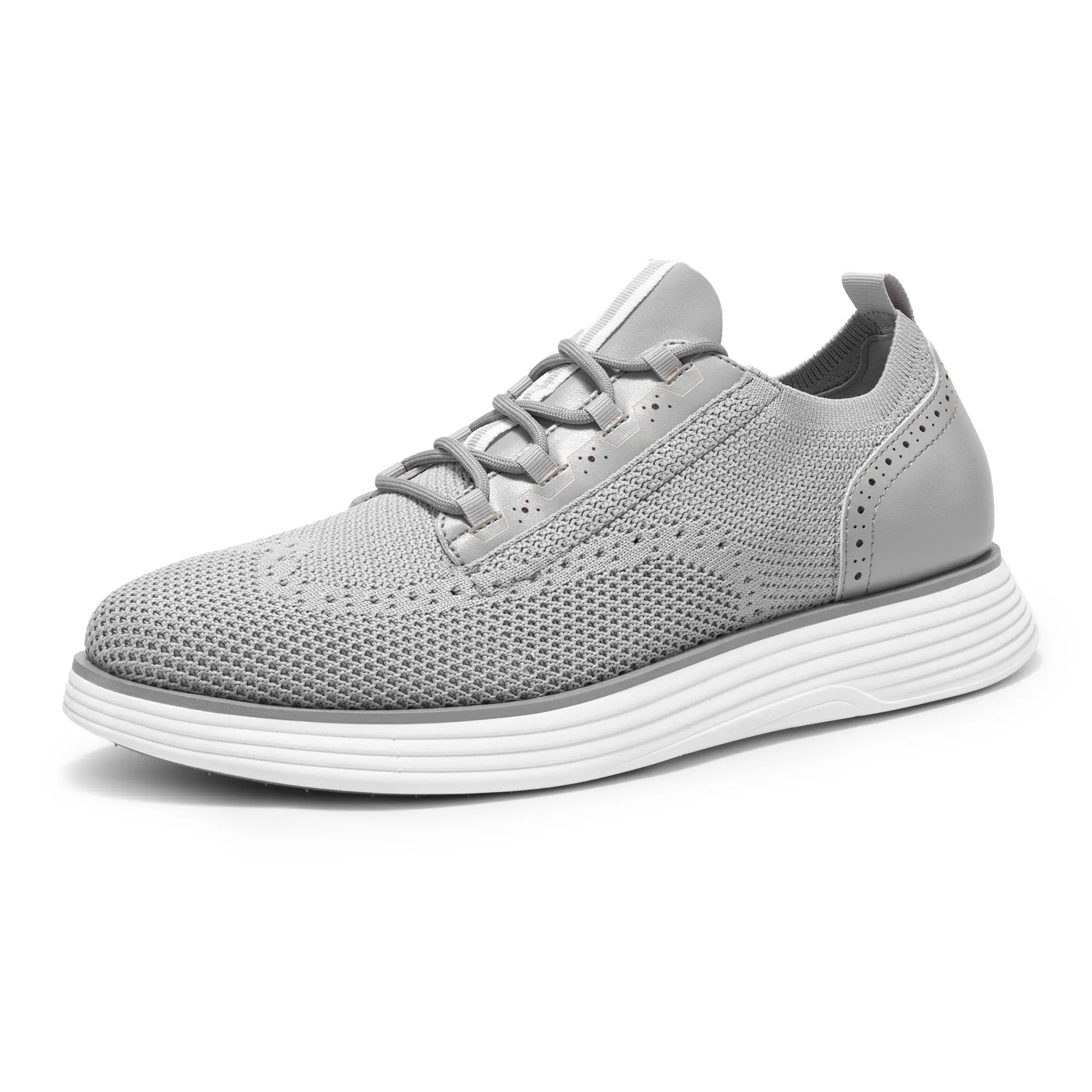 【BRUNO MARC Anniversary】 MaxFlex Suite Craft Men's Smart Casual Knit Oxford Sneakers - Laced, Round-Toe, Brogue Detail, MD Rubber Outsole, Fashion, Low-Cut, Masculine, Dressy Casual Trainers for Walking, Fashion Casual Trainers sohochic