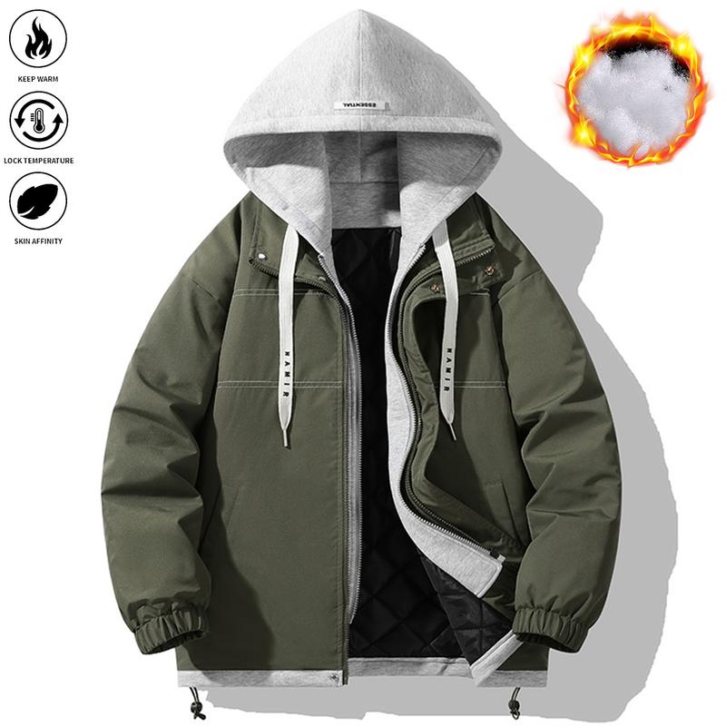 Men’s Winter Hooded Jacket – Fully Open Coat with Multi-Color Design, Loose-Fit Windproof Coat Machine Washable, Suitable for Skiing, Skateboarding & Cold Weather (Casual Outerwear), Men’s Winter Jacket, Men’s Winter Coat, Men’s Winter Jacket