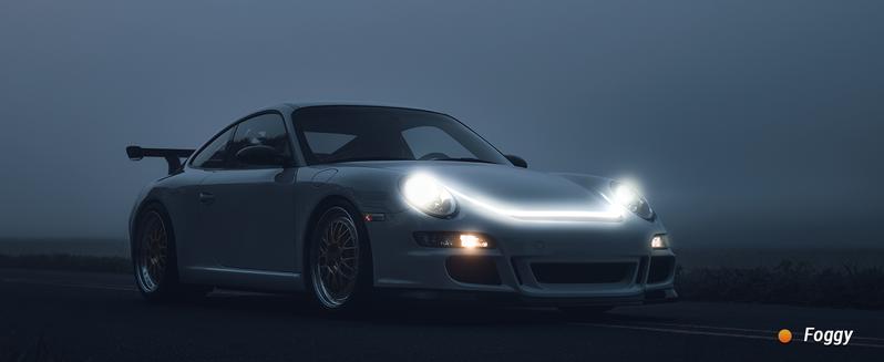 DIBMS 71” High Brightness Automotive Hood Gap LED Strip - Ambient Lighting Package with Unique Daytime Running Light Design, Easy Installation, 12V-Ice Blue eclipse  led  lights