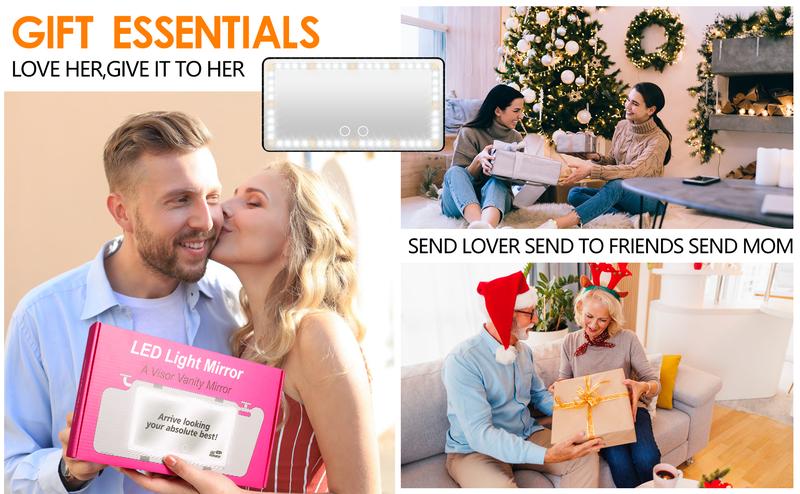 DIBMS Car Visor LED Vanity Mirror, Rechargeable Makeup Mirror With LED Lights for Car Truck SUV Rear View Sun, Shading Cosmetic Touch Screen for Cars (Black)