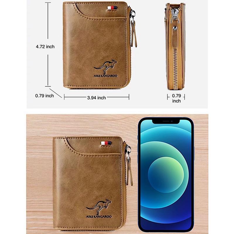 Human RFID Blocking Leather Wallet Credit Card ID Holder Zipper Purse Waterproof