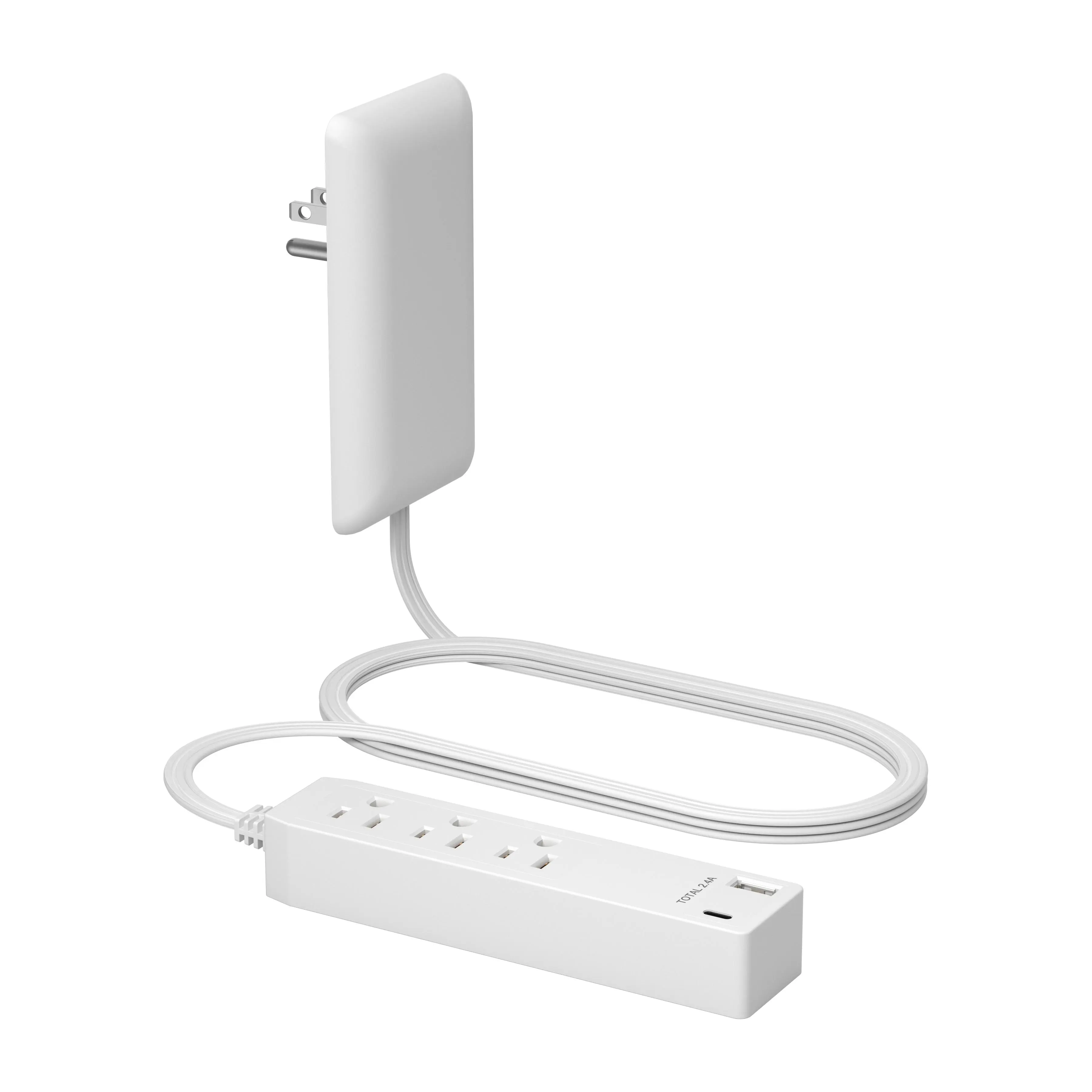 LIDER Flat-Face Outlet Extender with 3 AC Outlets, USB-A & USB-C, Ultra-Thin Plug for Behind Furniture, 3ft Cord, Bedroom, Home Office & Small Spaces, ETL Listed