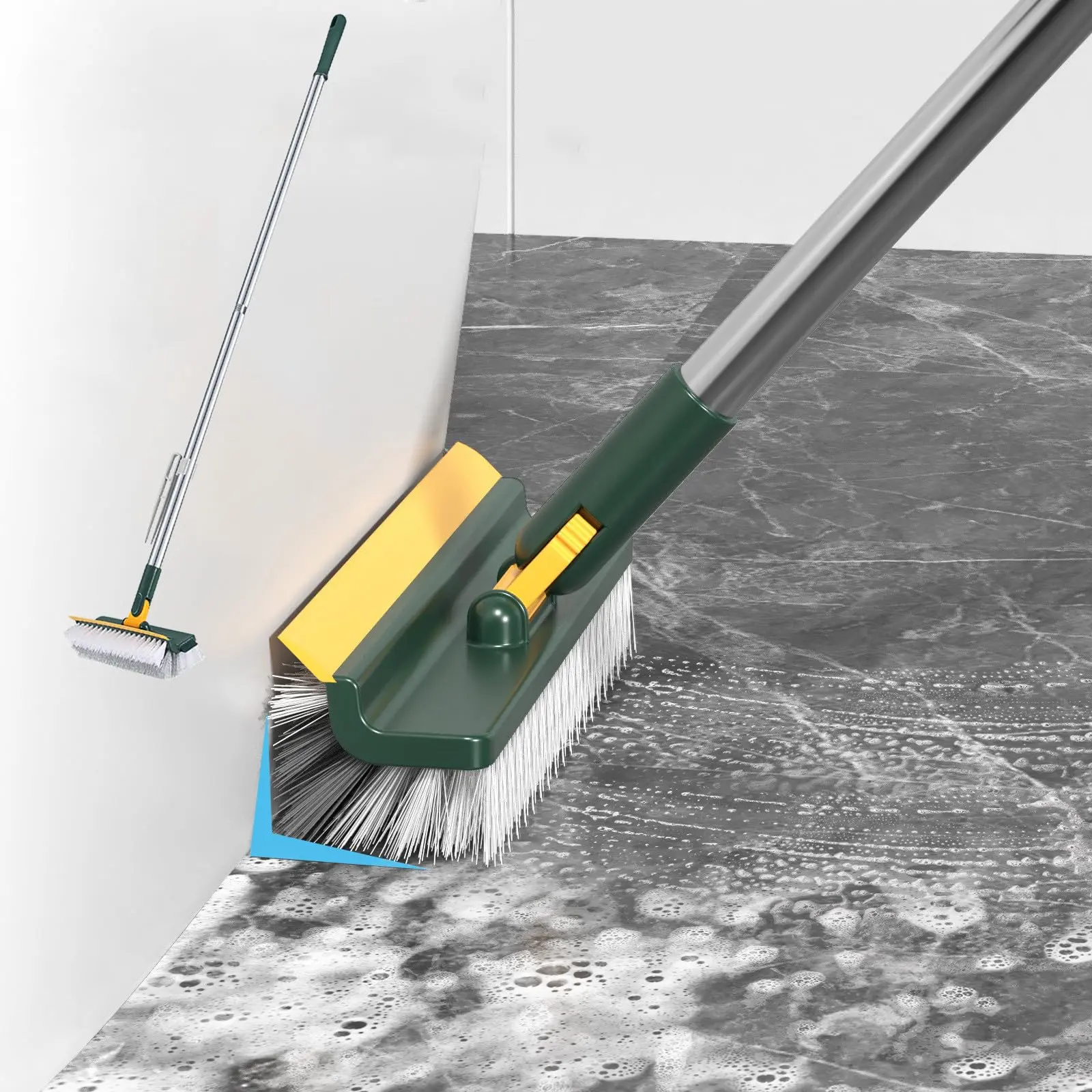 5-in-1 Multifunctional Crevice Brush Tool - Long Handle, Thick Head, 180° Rotatable Scrubber for Deep Decontamination of Tile Grouts, Shower Enclosures, Kitchens (Home Care Broom Supplies), Cleaner, Sink