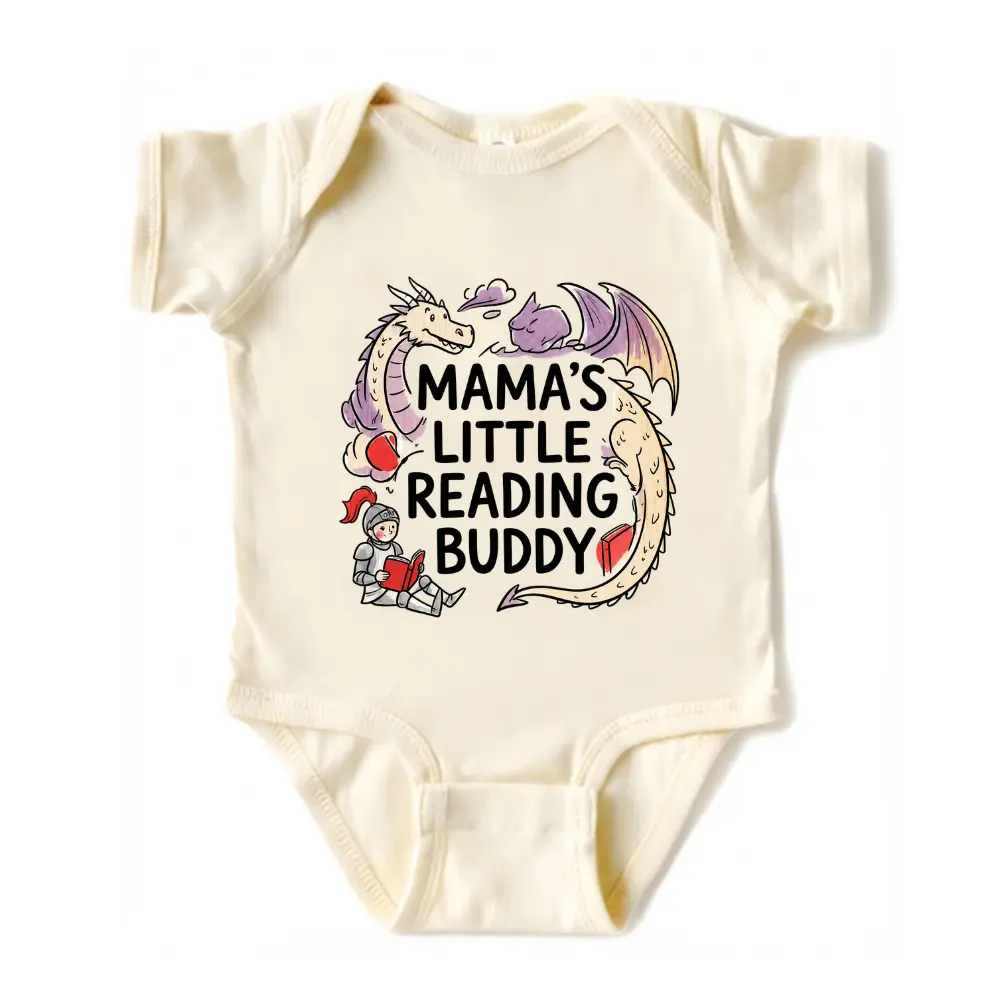(100% Cotton) Mama's Little Reading Buddy Toddler and Onesie , Cute Baby Bodysuits Customizable, Handmade, Baby Shower Gift, New Baby Gift