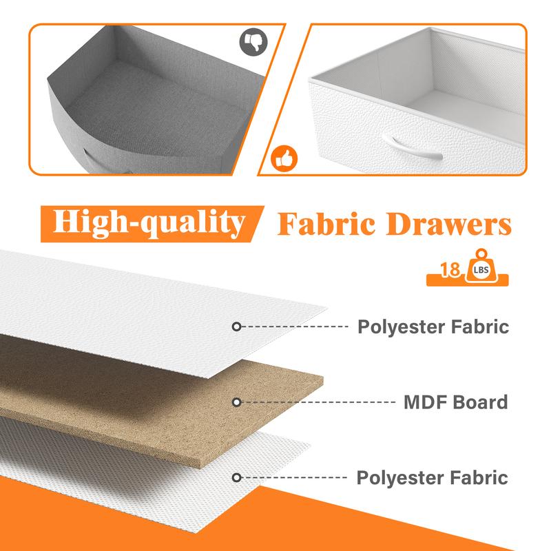 [with Free Gifts] Raybee LED Nightstand with Charging Station, Set of 1-2 Side Table with 5 Dresser Drawers, Tall LED Nightstands with USB Ports & Outlets, White End Table with Side Bag & Storage Shelf, Bedroom Furniture, Cabinet