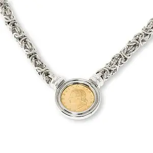 Bellezza 20 Lira Coin Bronze Byzantine Chain Necklace