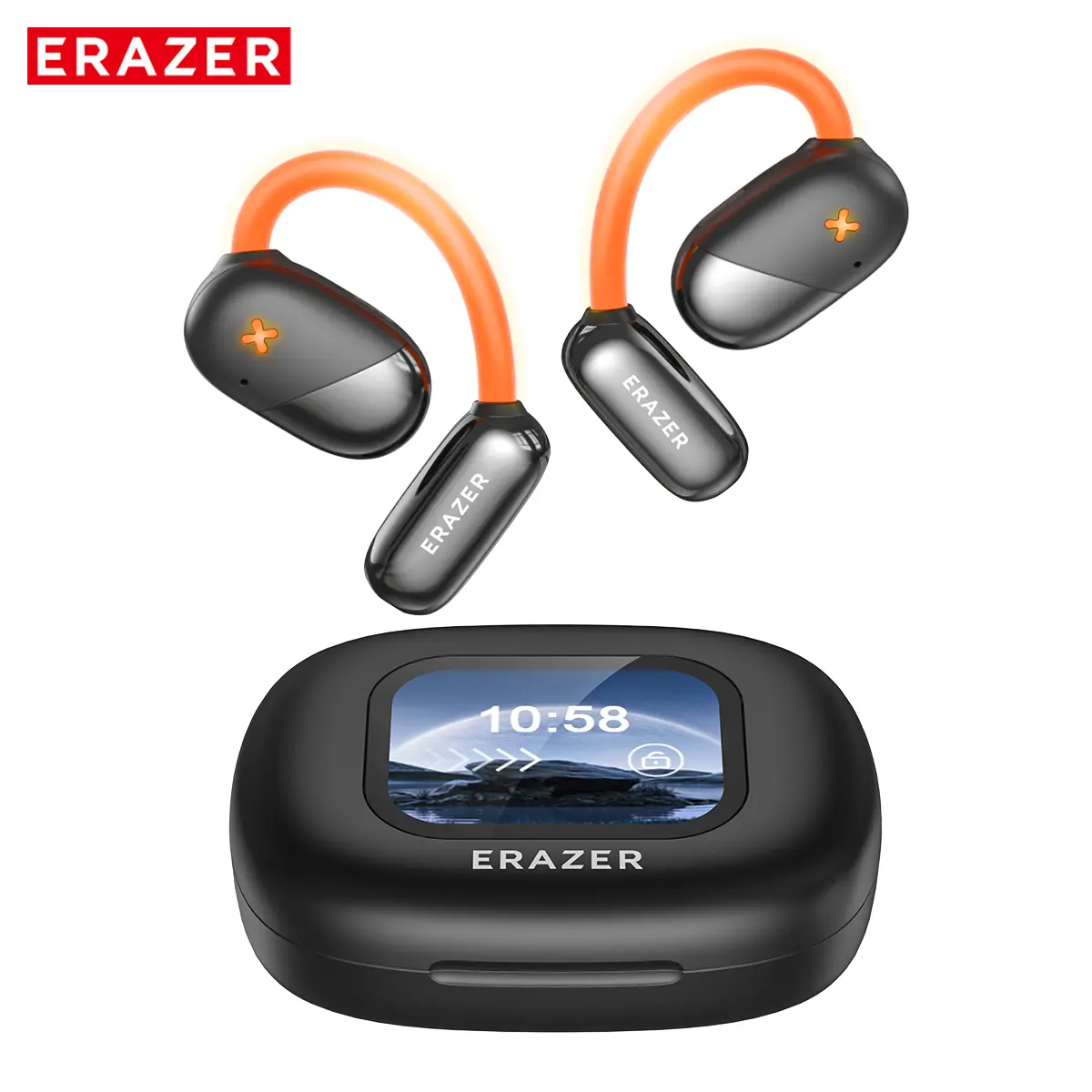 ERAZER XF33 OWS Wireless Bluetooth 5.4 Luminous Electronic Headphones, LED Full Color Display, Touch Screen, HiFi Audio, Built-in Microphone Gaming Earphones, Headphones Gaming