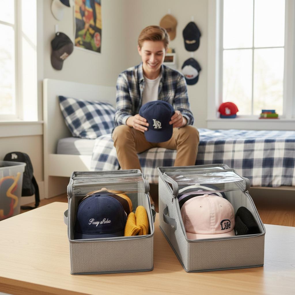 All-New Upgrade: Extra-Large View Window See your collection at a glance. Stackable Hat Storage Boxes for Baseball Caps, Give your 15+ hats a home that’s as stylish as they are. Large Clear Window, Closet Organizer for Men, The best gift
