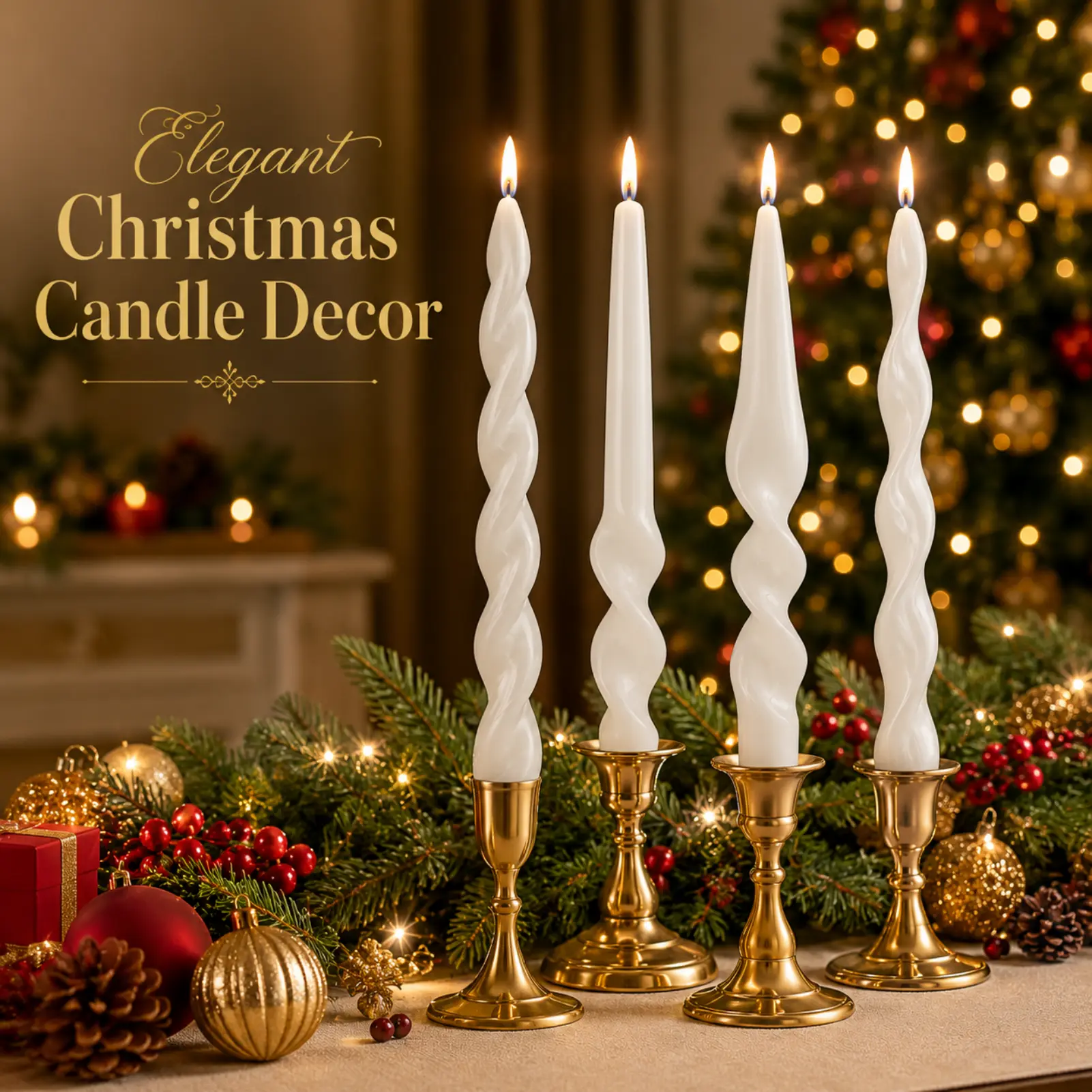 4 PCS Decorative Twisted Taper Candle Set, 10 in Sculptural Spiral Design, Unscented Low-Drip Paraffin Wax with Wick, 6-8 Hour Burn for Wedding Centerpiece, Dinner Table Decor