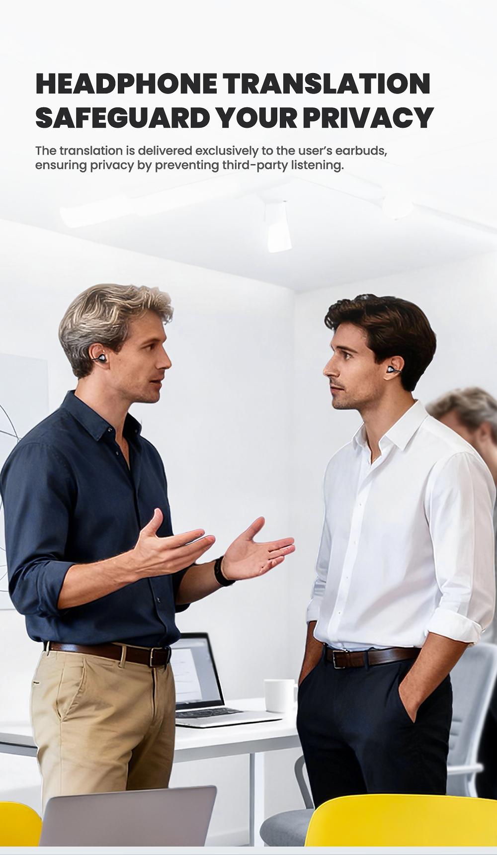 HTC NE67 AI Headset Translates 134 Languages with App Download Wireless Earphone 30-Hour Battery IPX Waterproof Hi-Fidelity Sound for Movies Music Sports Office