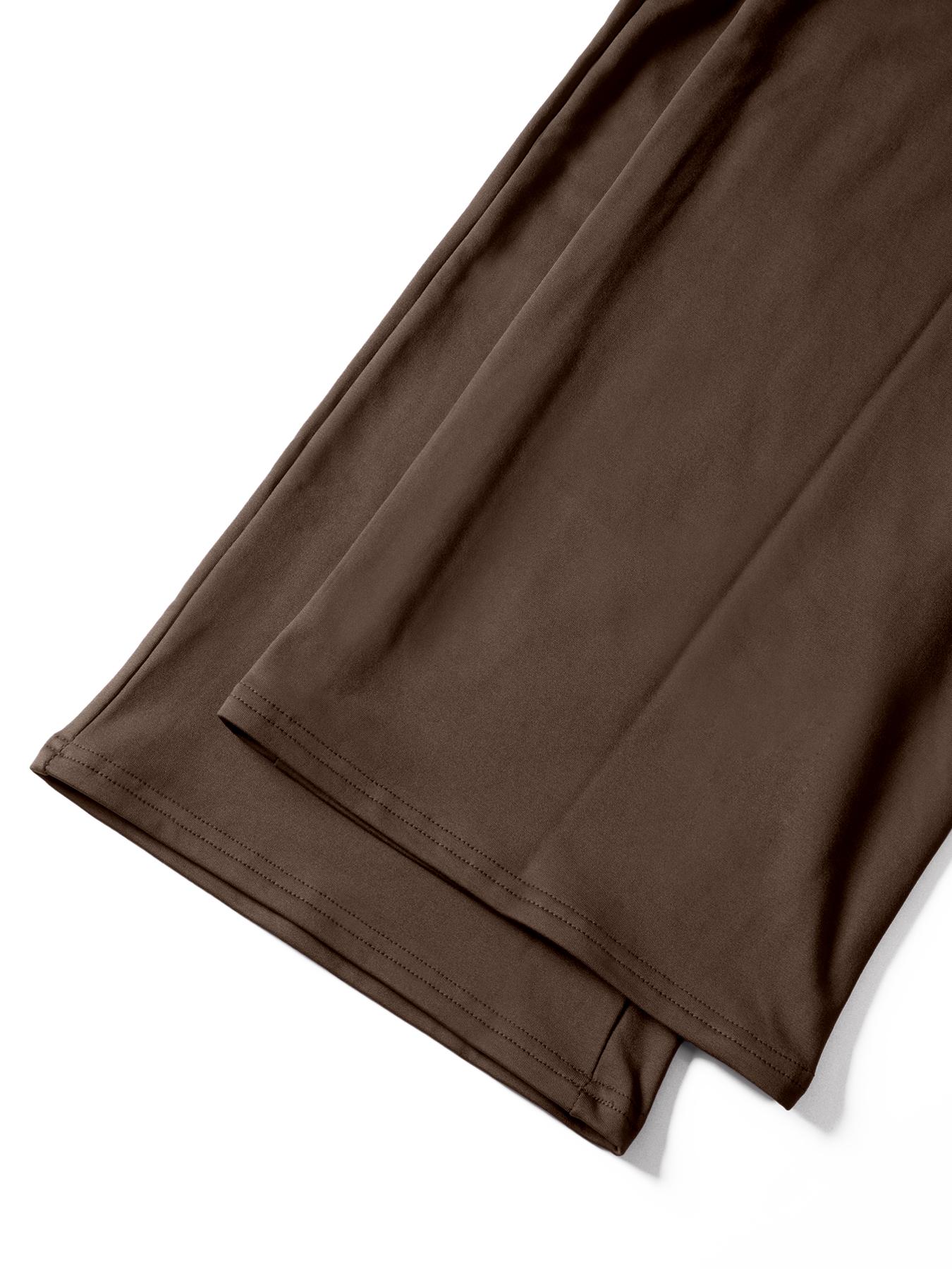 USBoutique Chic Women Summer Lightweight And Silky Soft Set Two Piece Casual Set Short Sleeved Semi High Neck Loose Top Wide Leg Pants Set