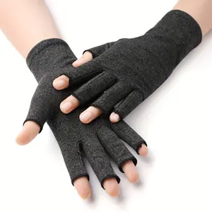 2PC Arthritis Compression Gloves for Women Men Carpal Tunnel Pain Relief Fingerless for Typing Both Hands Small Pack Medical Accessories Thumb Sleeve Blood Circulation Support Healthcare Tool
