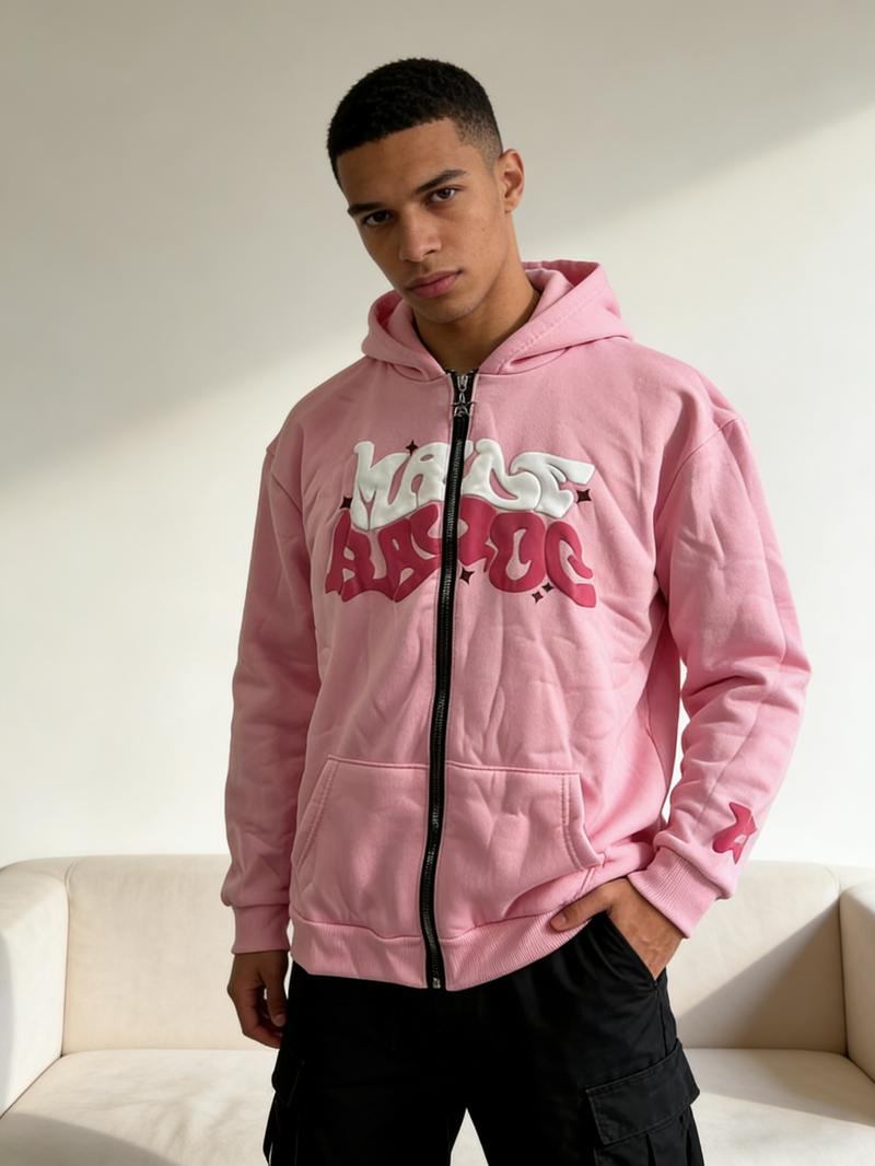 Men, women, versatile for daily use，Retro Star And Letter Printed Zipper Hoodies，Spring Autumn Harajuku Y2K Women And Men Fashion Hip Hop Long Sleeve Hooded  Avant-Garde - Street Casual    Spring/Fall    Loose    Zipper  Pocket  Patched