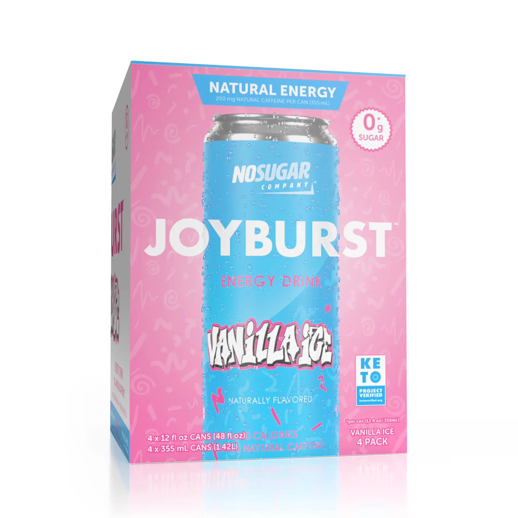 Joyburst Vanilla Ice Energy Drink - 355ml x 4