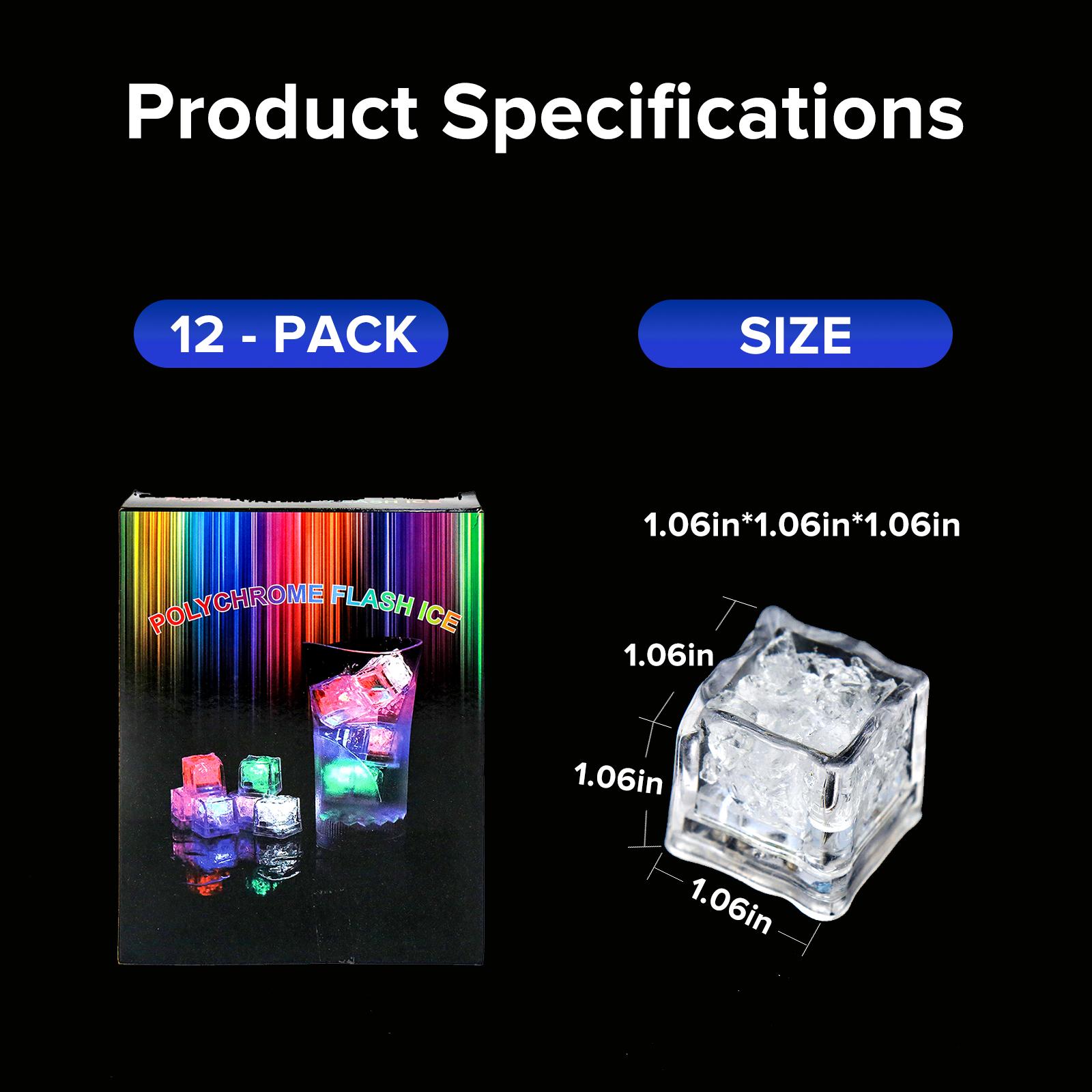 Ice Cube Light 12 pieces for Party/Pool/Bars Vibes  Water Activated Ice cube DIY Toy For Party Drinks Wedding Bars Waterproof Color-Changing Decor