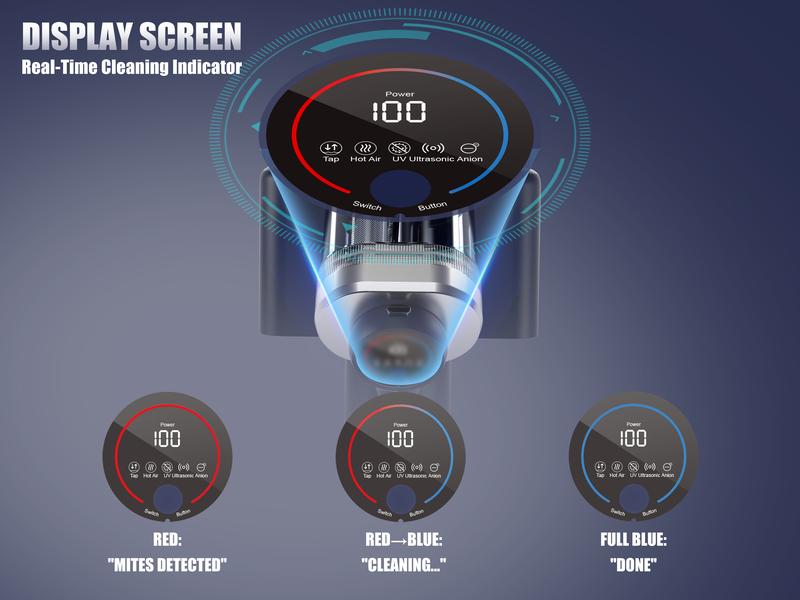 High-Power Mattress Vacuum Cleaner with UV-C Sterilization & 149°F Heat Treatment, Dual-Cup Dust Mite Remover with HEPA Filter, 16Kpa Strong Suction for Beds, Couches, Carpets – Includes Aroma Tablet & LED Display Deep Cleaning Machine Home Cleaning Tool