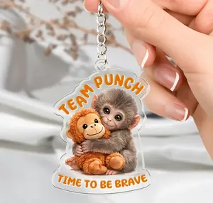 Team Punch, Punch The Abandoned Baby Monkey, Time To Be Brave Keychain