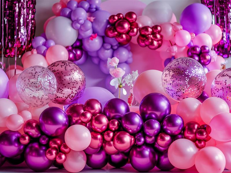 [New Deal] 50PCS 12 Inch Pink Purple Balloons: Metallic & Confetti, Party Balloons for Birthday, Wedding, Baby Shower, Unisex Adults & Children