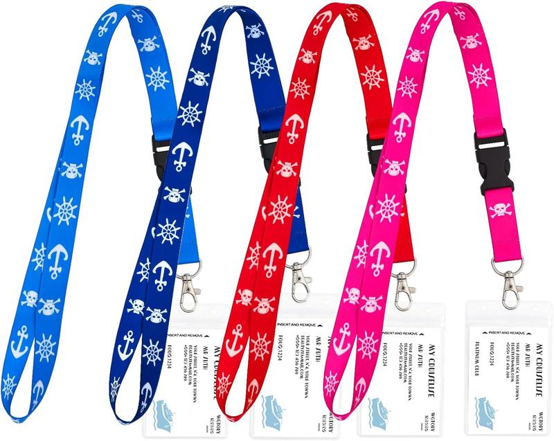 Cruise Lanyards 4 Pack Waterproof Lanyards with ID Badge Reel Holder, Detachable Buckle for Ship Key Cards, Cruise Ship Essentials
