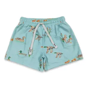 Baby Boy Summer Camo Swim Trunks - Sibling-Themed Ducks & Deer Hunting Design, Kids' Swimwear Bathing Suit, Camo Swimwear