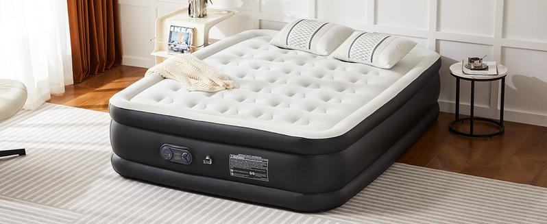 Air Mattress - Inflatable Blow Up Mattress Airbed with Built-in Pump, Double Height, Adjustable Portable for Home or Camping