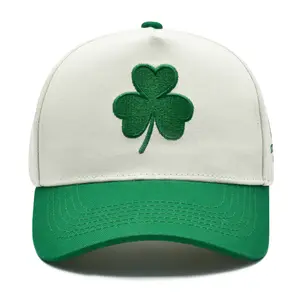 St Patricks Day Hat Shamrock Trucker Hat for Men & Women Adjustable Embroidered Two Tone Irish Baseball Cap 100% Cotton Ventilated Eyelets Sweatband Happy St Patrick's Day