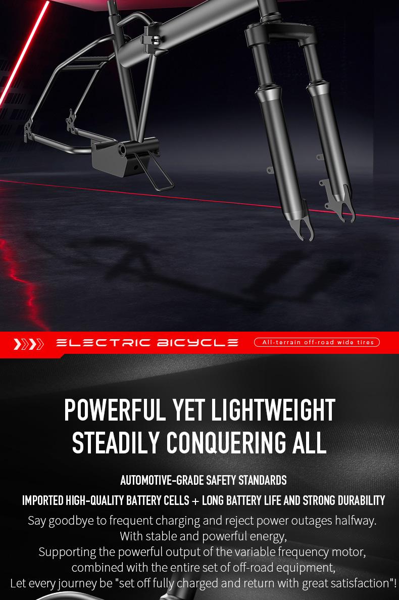 20-Inch All-Terrain Electric Folding Bicycle with High-Carbon Steel Structure 48V 20A-25A Battery 20x4 Off-Road Tires for Versatile Use as Electric Bicycle & Motorcycle SpringStatements