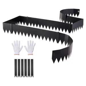 VEVOR Galvanized Steel Landscape Edging, 6-Pack 40 x 8 Inch Metal Edging for Landscaping with 6 Mounting Clips, Bendable Metal Garden Edge Border for Flower Bed, Yard Pathway, Black