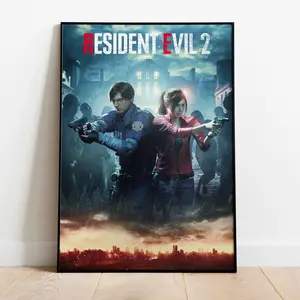 Resident Evil 2 Poster | Claire Redfield Wall Decor | Rolled Canvas Print | Gift Video Game Poster
