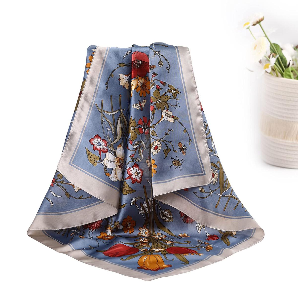 AWAYTR 4PCS/Set 27.5" Square Silk-Like Head Scarf Neck Scarves for Women Hair Kerchief Bandanas Headbands Head Wraps TikTokShopBlackFriday