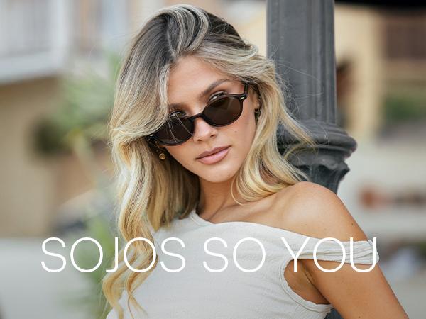 SOJOS Trendy Oval Polarized Sunglasses for Women Men, Chic Retro Small Narrow Round Womens Mens Sunnies